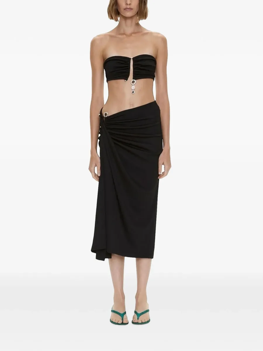 Droplet ruched stone-embellished midi skirt 2