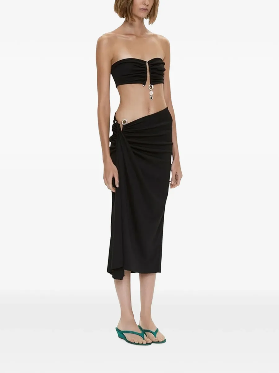 Droplet ruched stone-embellished midi skirt 3