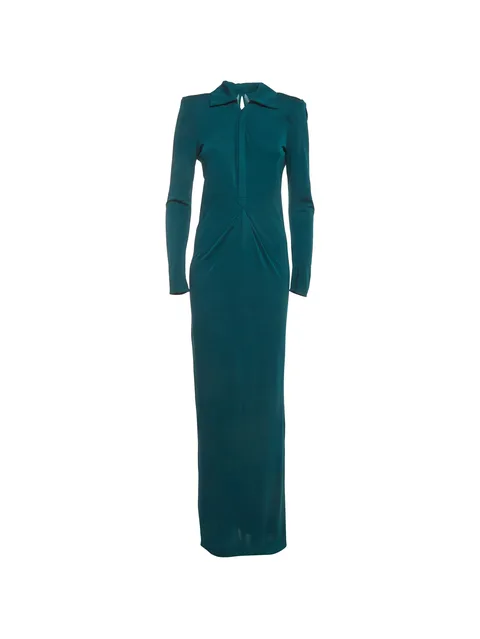 gathered long-sleeve maxi dress