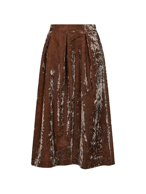 inverted-pleat flared midi skirt