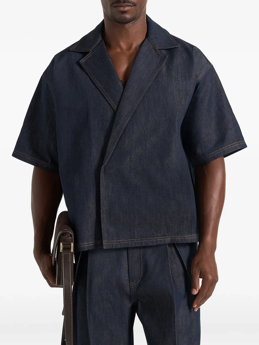 Abel boxy double-breasted denim shirt in indigo 1