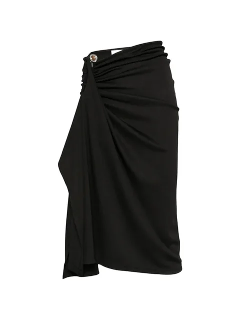 Droplet ruched stone-embellished midi skirt
