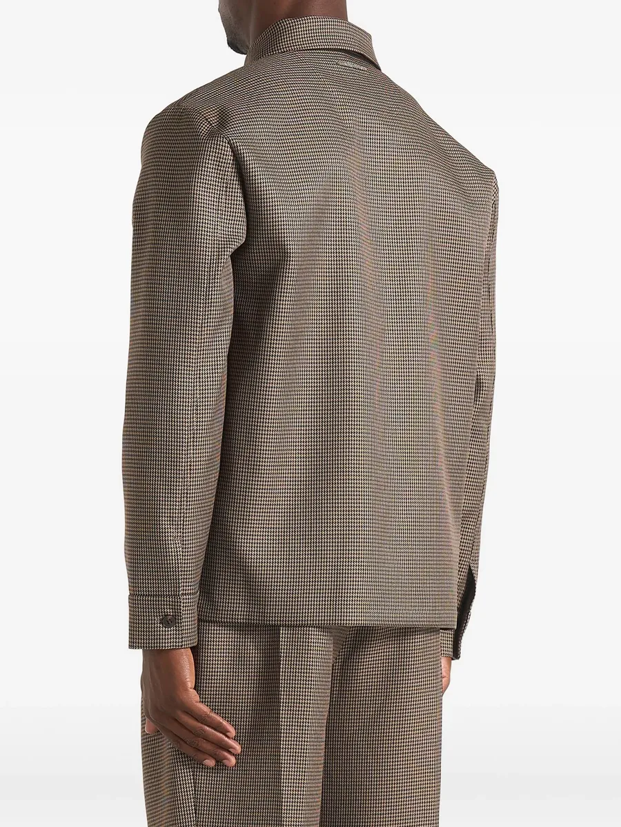 Leo houndstooth overshirt in brown 3
