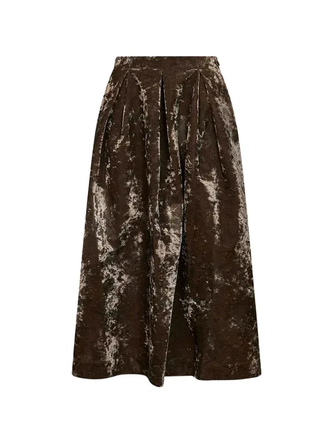 inverted-pleat flared midi skirt