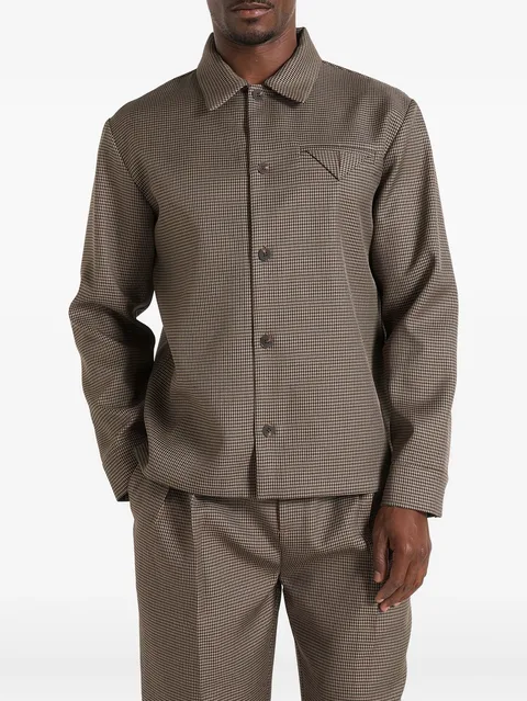 Leo houndstooth overshirt in brown