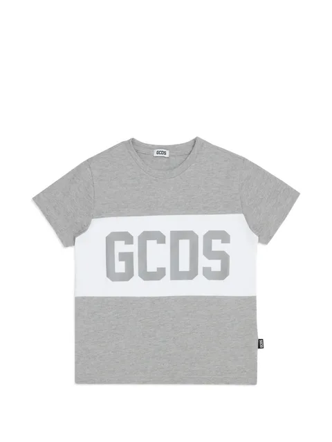 logo-print panelled T-shirt