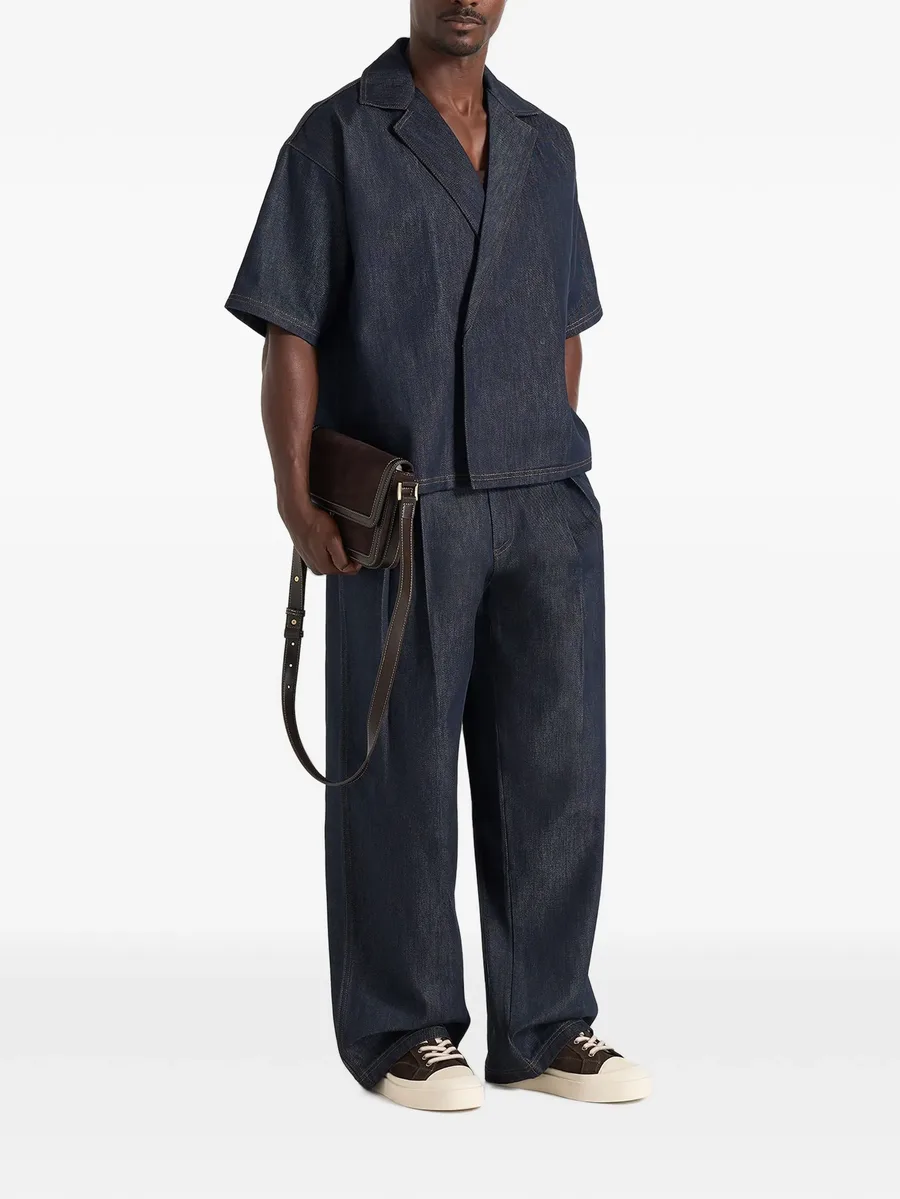 Abel boxy double-breasted denim shirt in indigo 2
