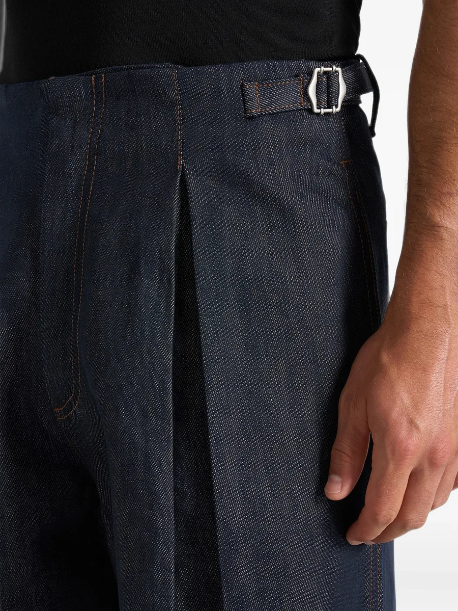 Lio box-pleat wide-leg denim jeans in indigo 5