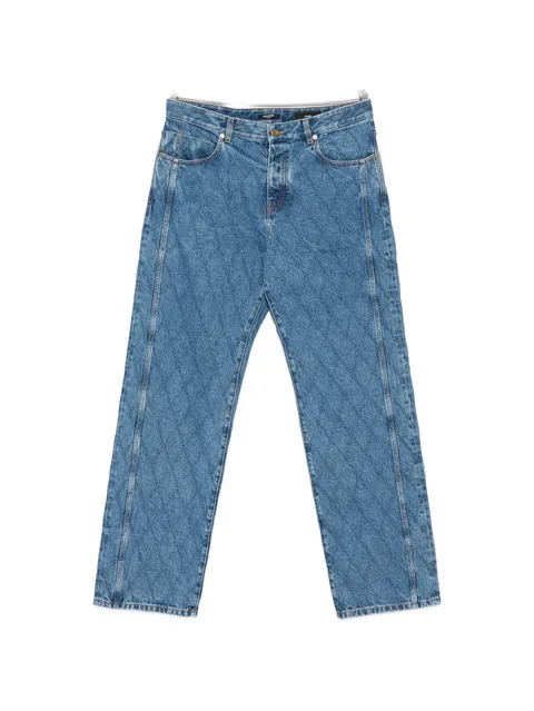 quilted straight-leg jeans