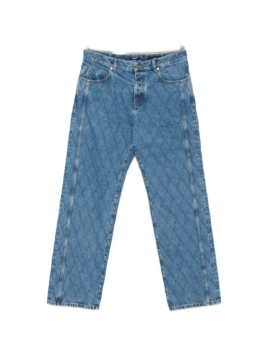 quilted straight-leg jeans 1