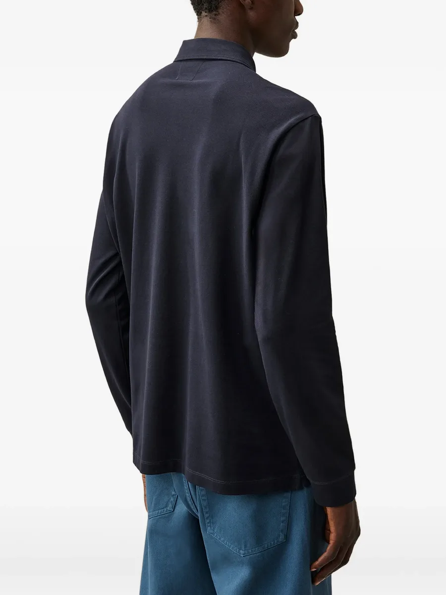 stretch piquet long sleeve one-button polo 4