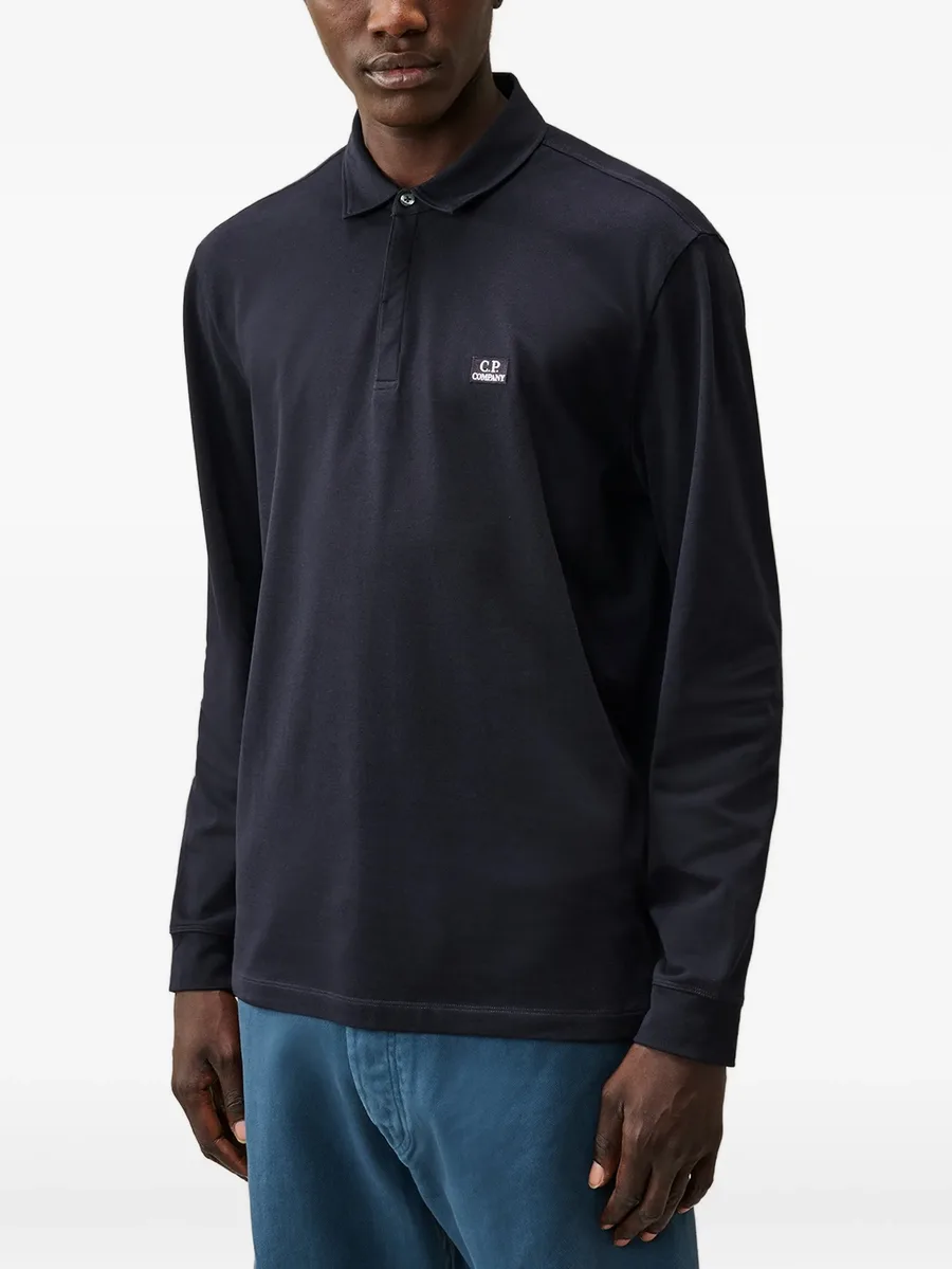 stretch piquet long sleeve one-button polo 3