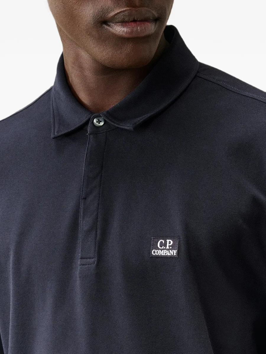 stretch piquet long sleeve one-button polo 5