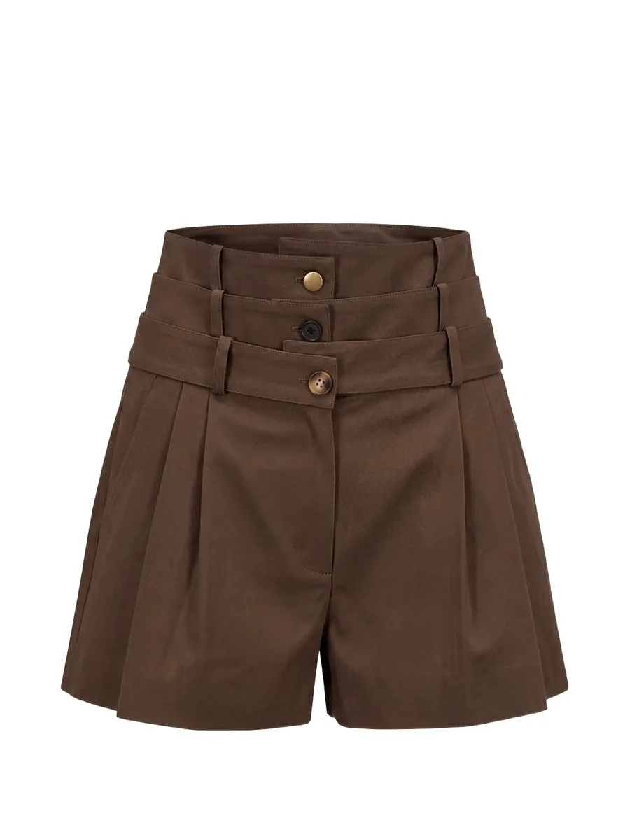 triple-waistband pleated shorts 1