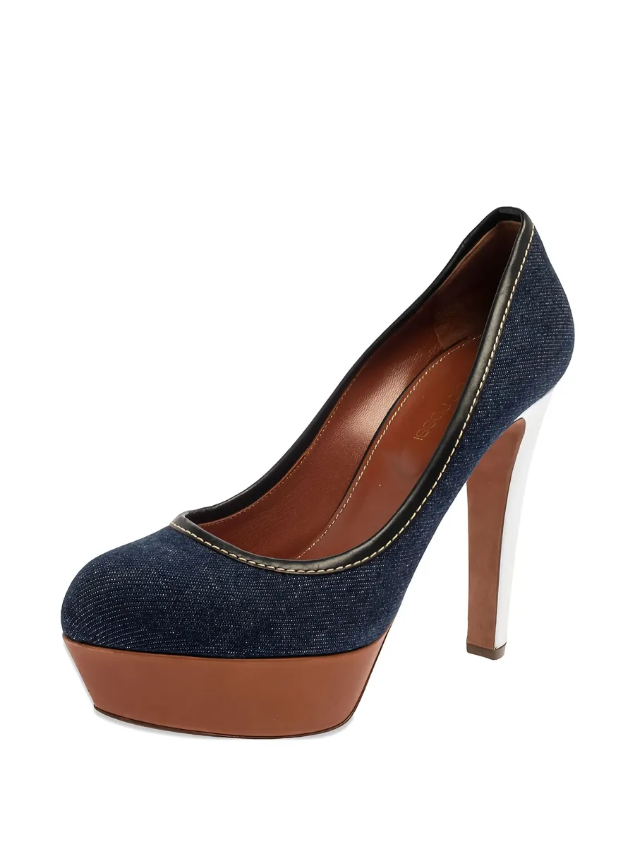 pre-owned 125mm denim pumps 4