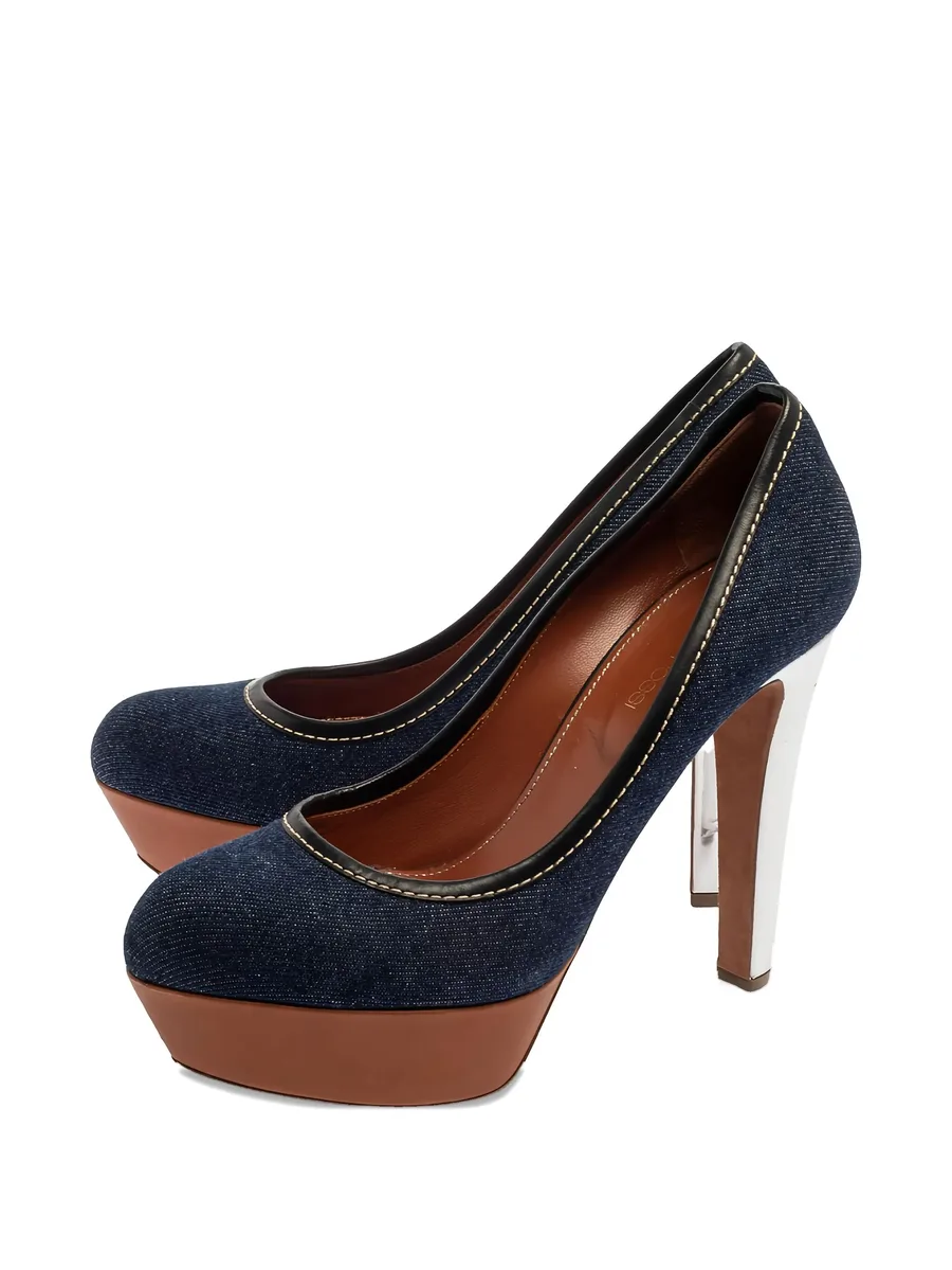 pre-owned 125mm denim pumps 8