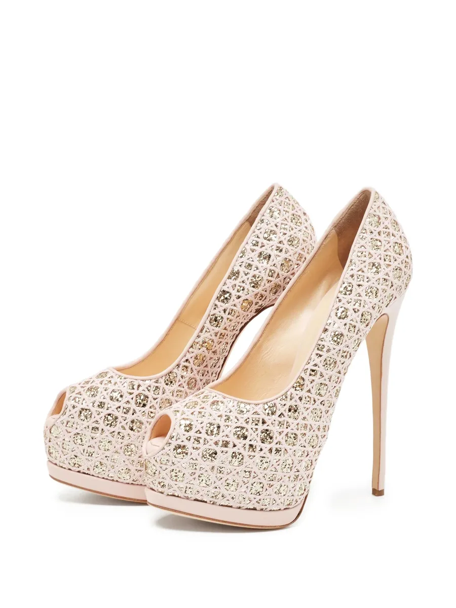 pre-owned 170mm glitter-embellished pumps 6