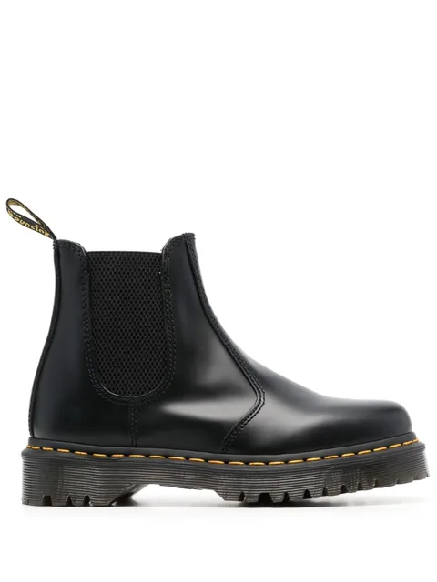leather round-toe boots