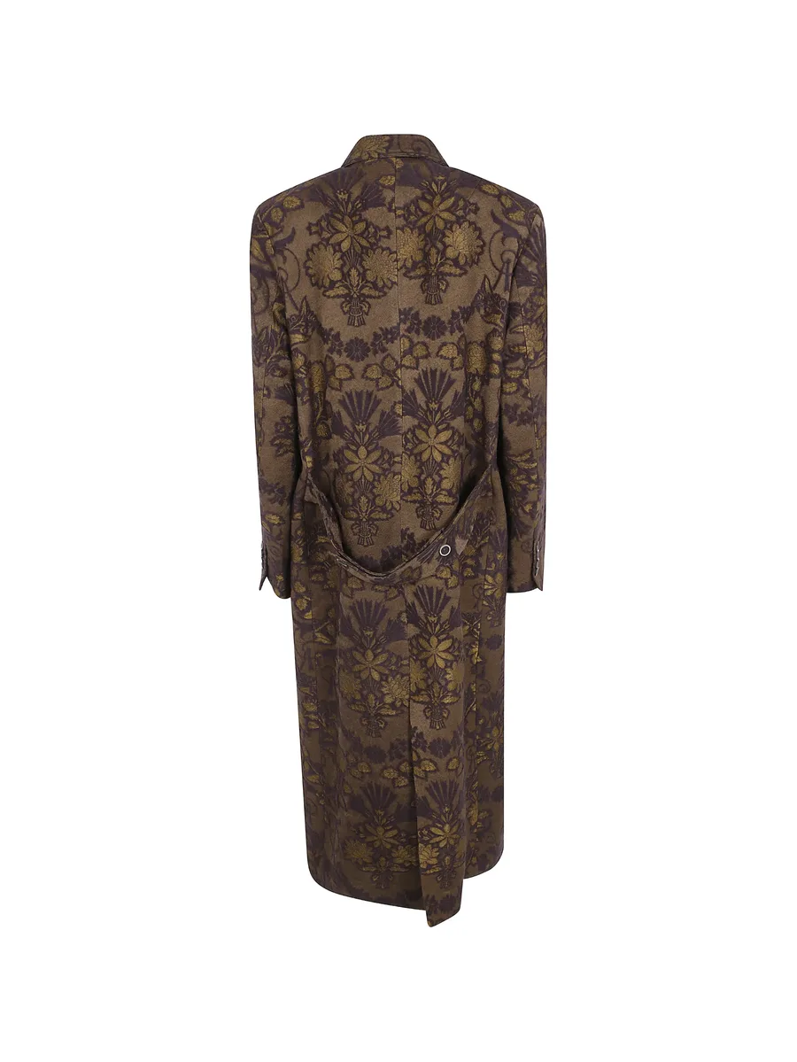 floral-jacquard double-breasted coat 2