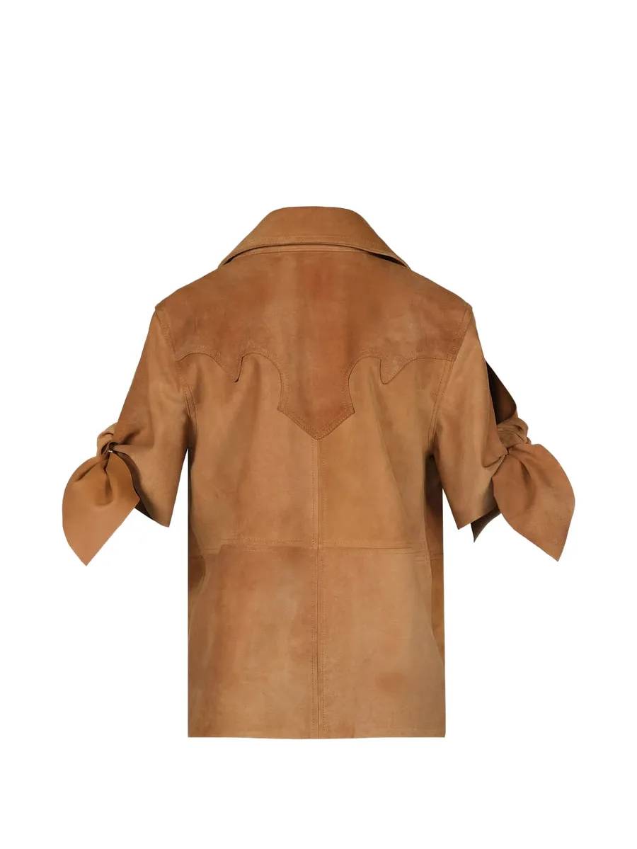 Explorer bow-detail suede shirt 5