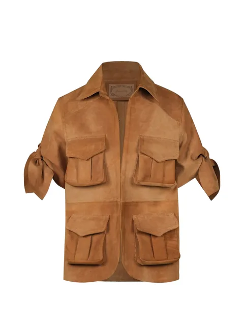Explorer bow-detail suede shirt