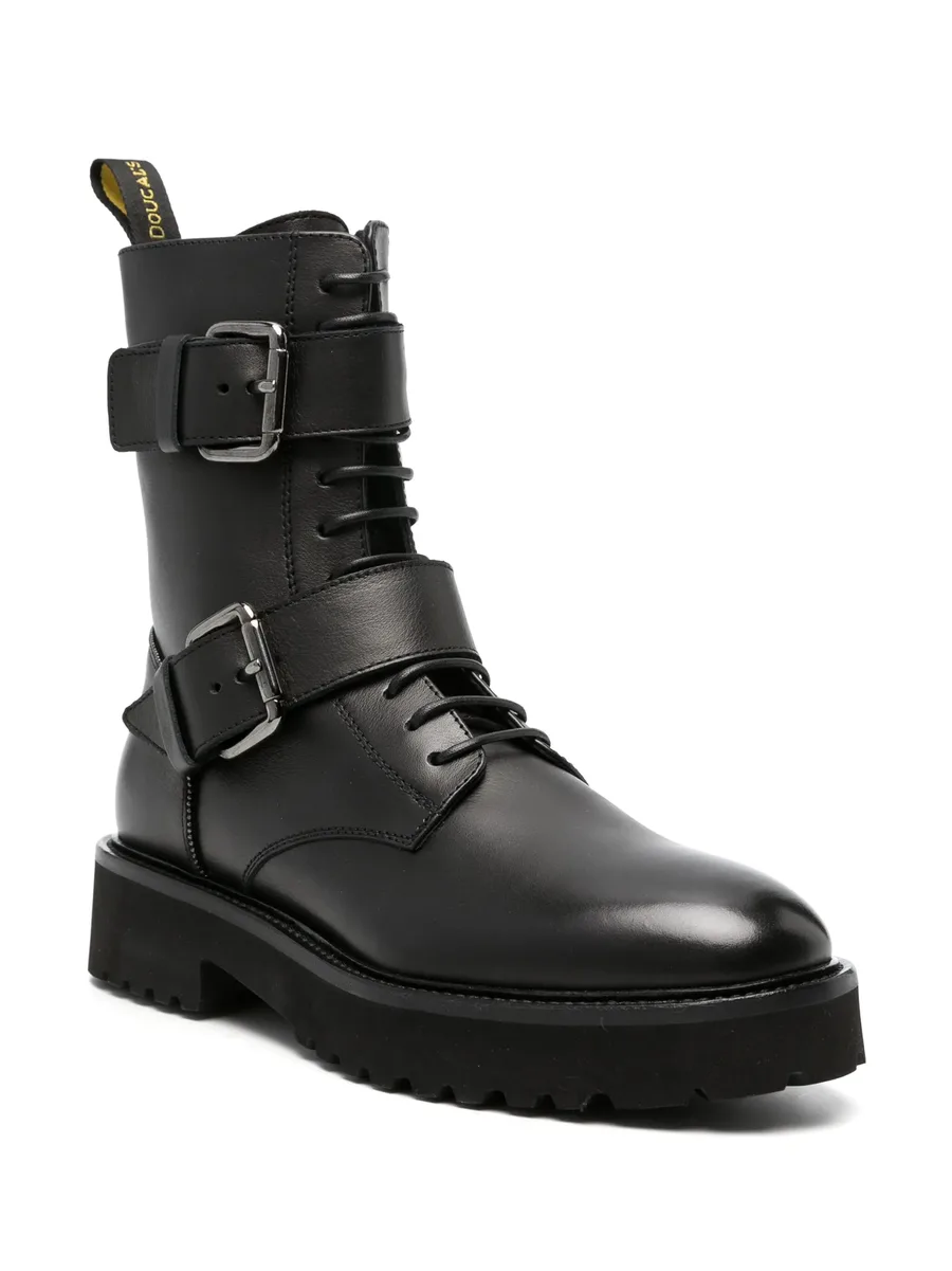 buckled lace-up leather boots 3