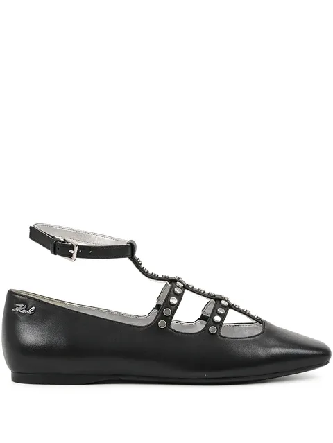 studded caged ballet flats