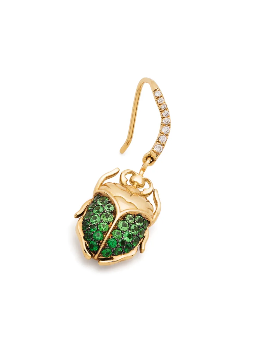 серьги Scarab из желтого золота с цаворитом и бриллиантами 5