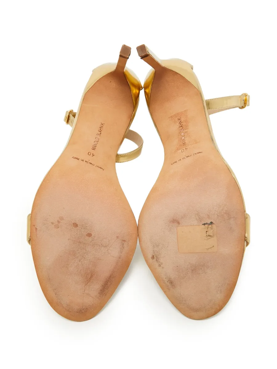 pre-owned 110mm metallic leather sandals 7