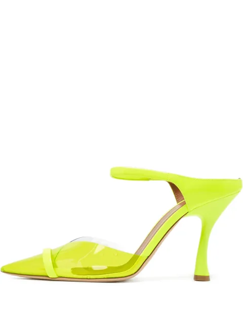 pre-owned 100mm transparent pointed-toe mules