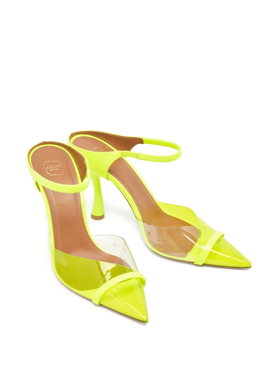 pre-owned 100mm transparent pointed-toe mules 6