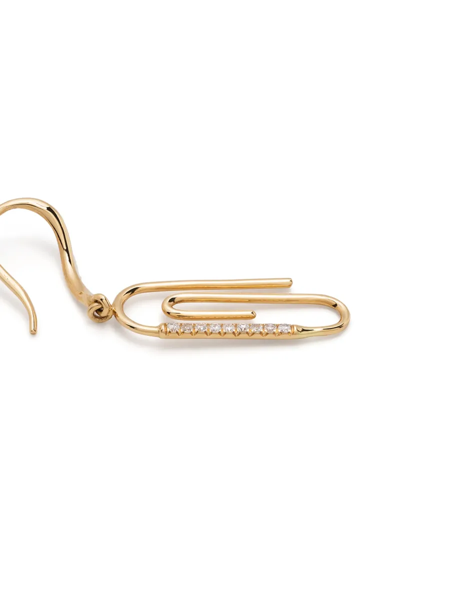 серьги Paperclip из желтого золота с бриллиантами 6