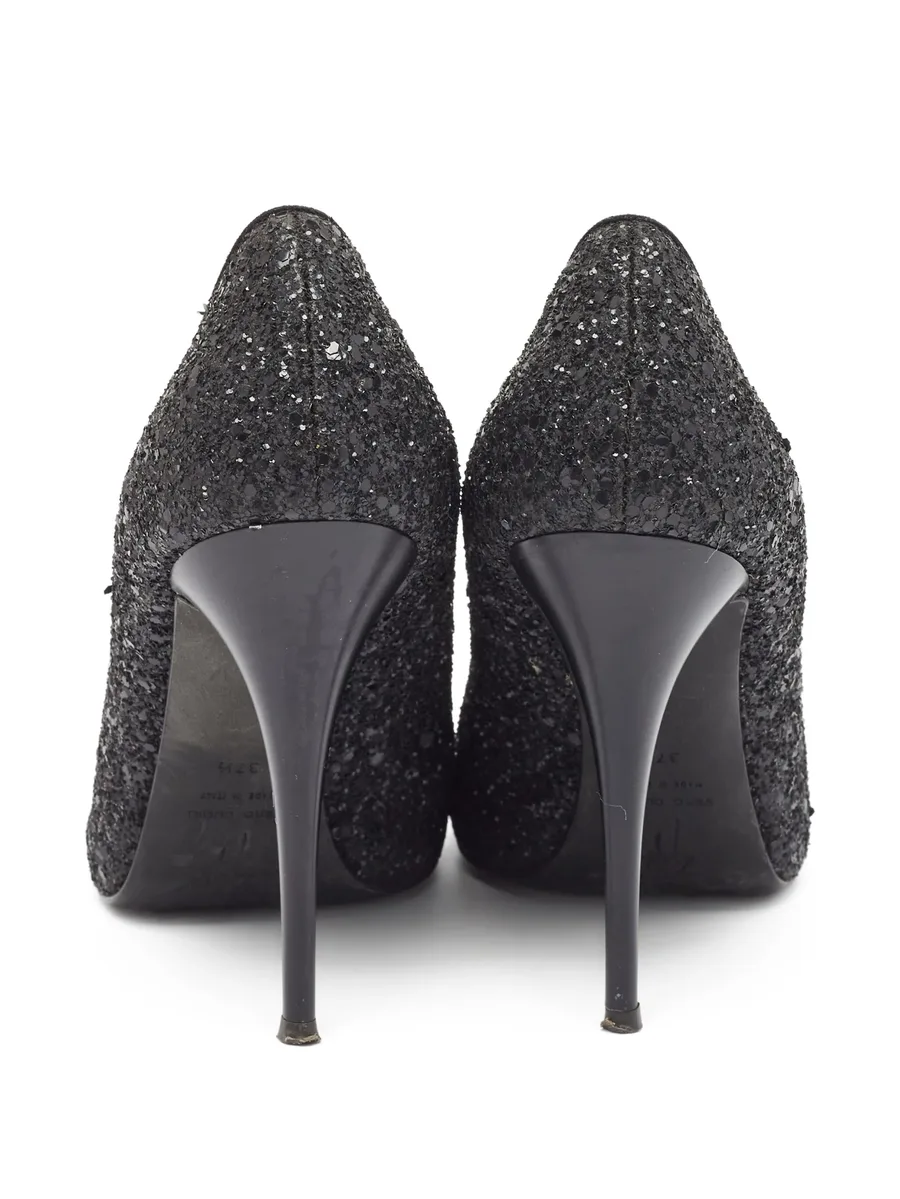100mm Glitter peep-toe pumps 5
