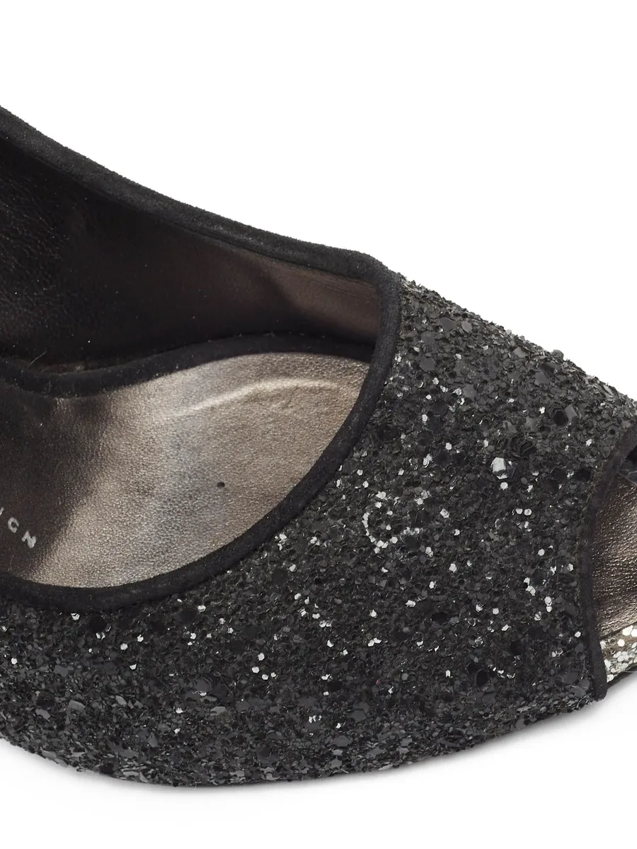 100mm Glitter peep-toe pumps 9