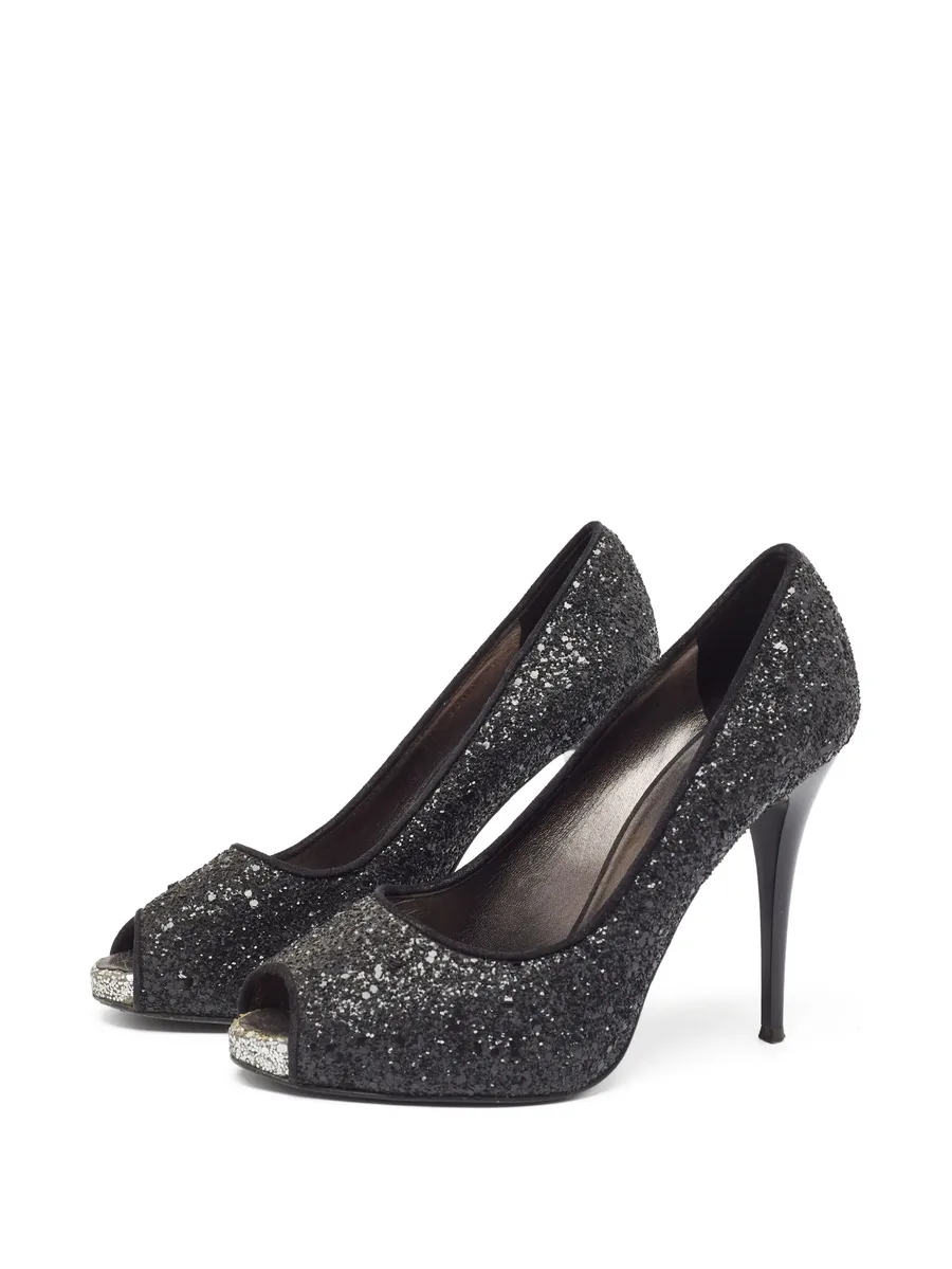 100mm Glitter peep-toe pumps 14