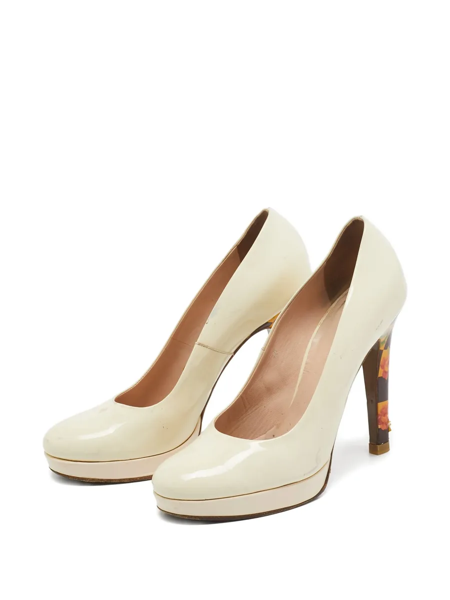 125mm floral-heel pumps 3