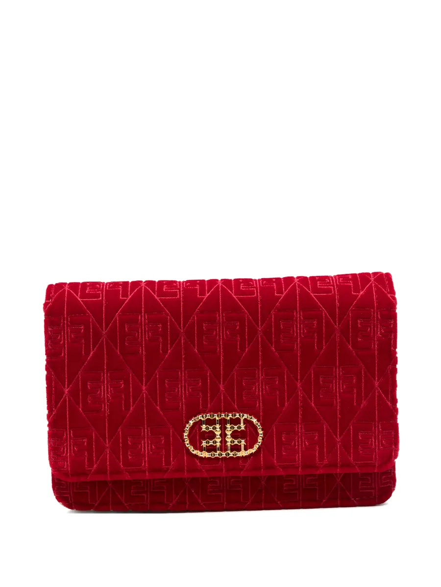 monogram-patterned velvet-effect shoulder bag 2