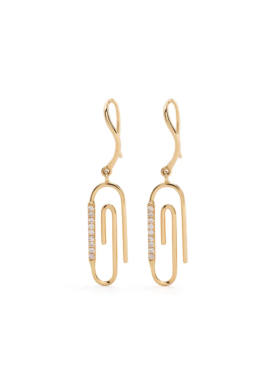 серьги Paperclip из желтого золота с бриллиантами 1