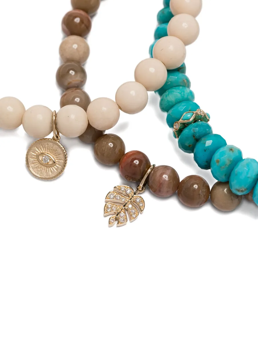 14k yellow gold Diamond Leaf Turquoise bracelet 5