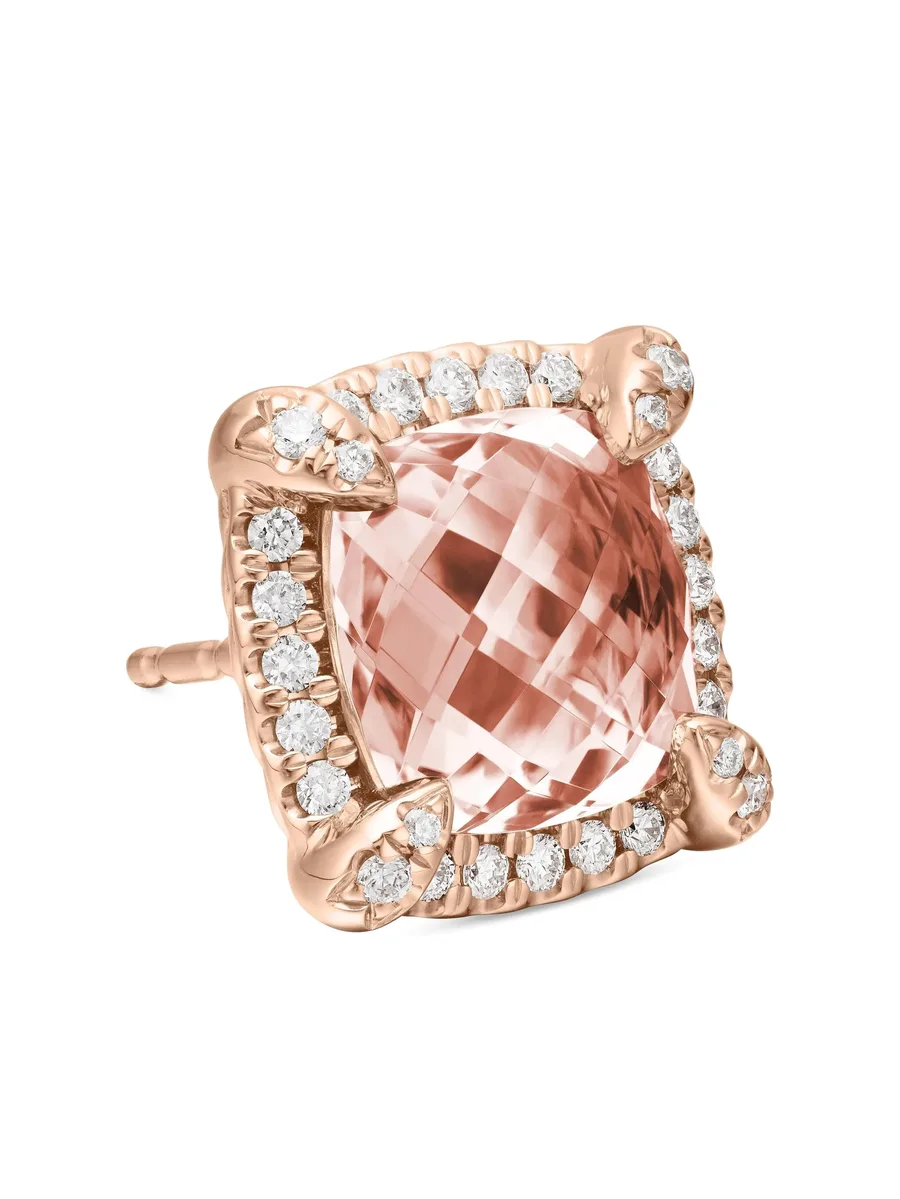 серьги Chatelaine из розового золота с бриллиантами и морганитом (8 мм) 10
