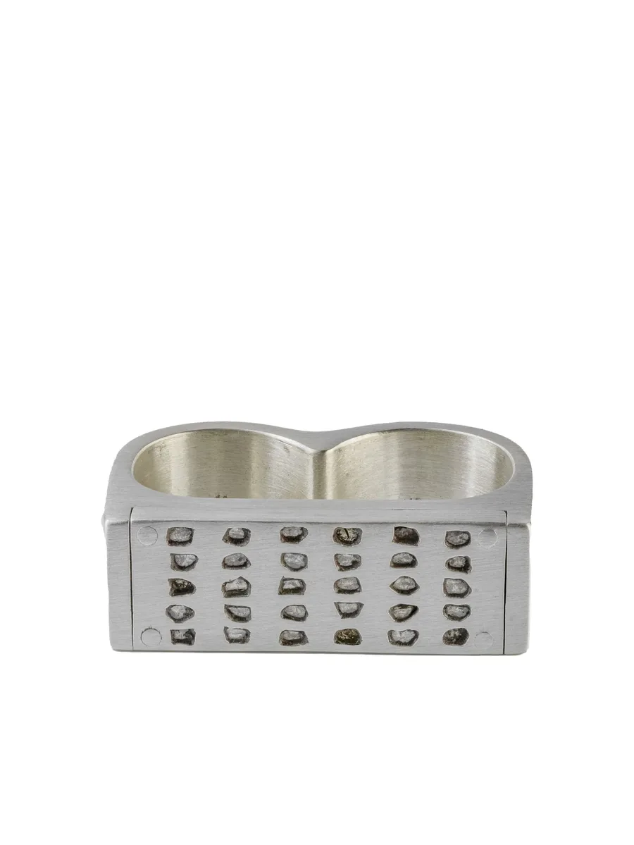 серебряное кольцо Plate Double с бриллиантами 5