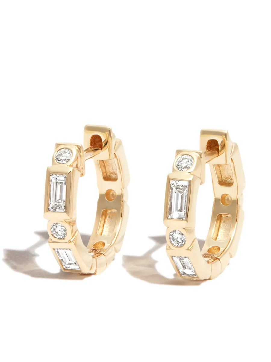 14kt yellow gold diamond huggie earrings 1