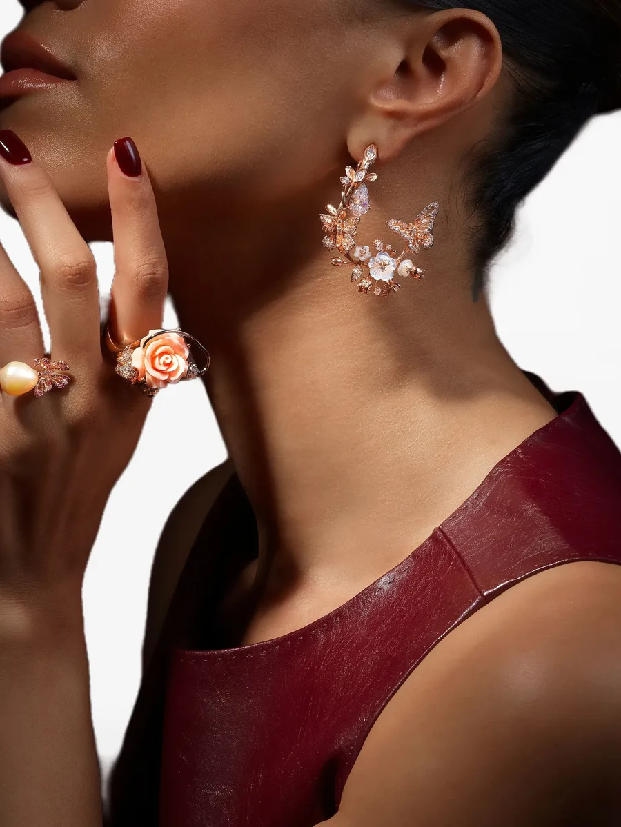 18K rose gold Butterfly Garland earrings 3