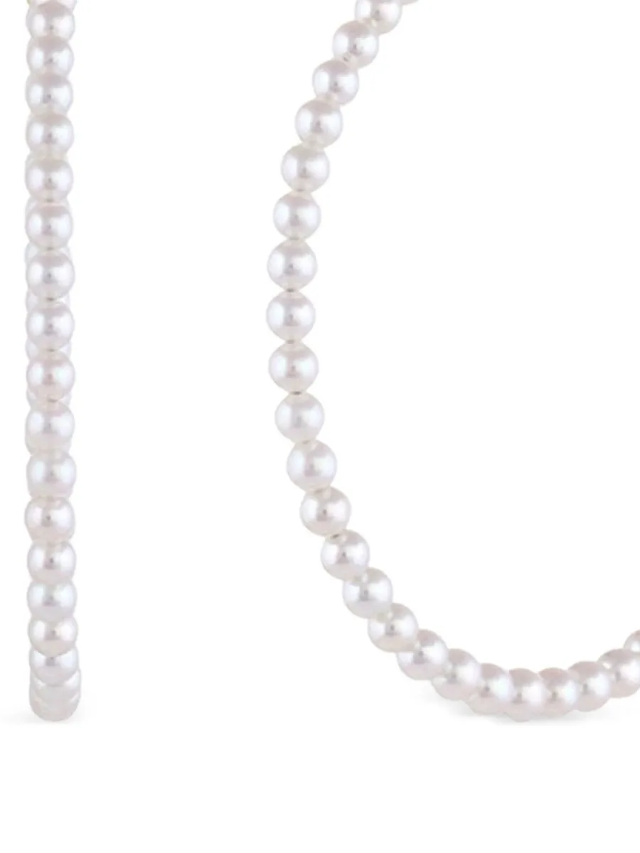 14K yellow gold pearl hoop earrings 3