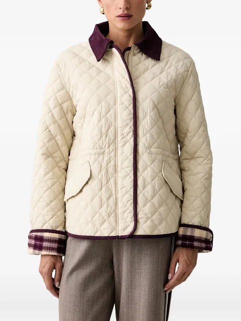 quilted corduroy-collar jacket