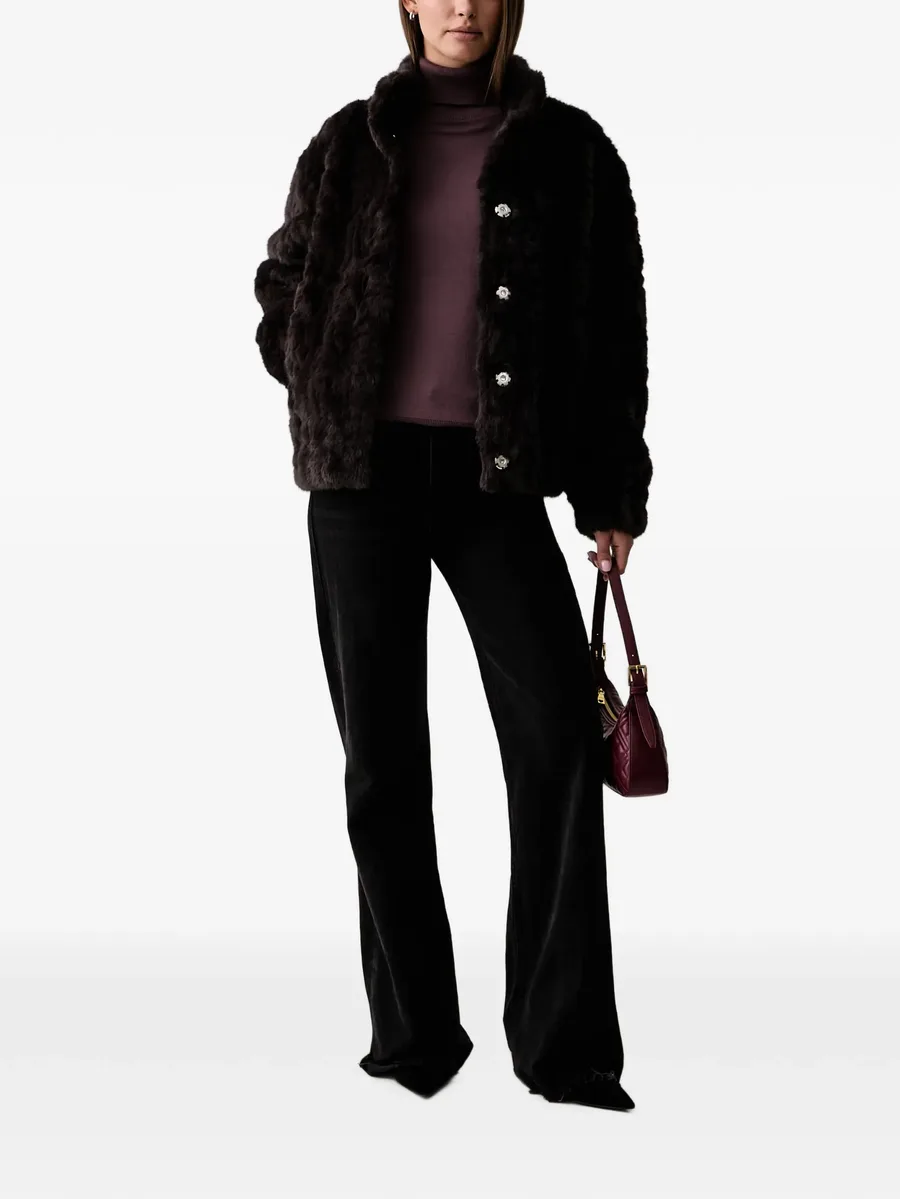 embellished-button faux-fur jacket 2
