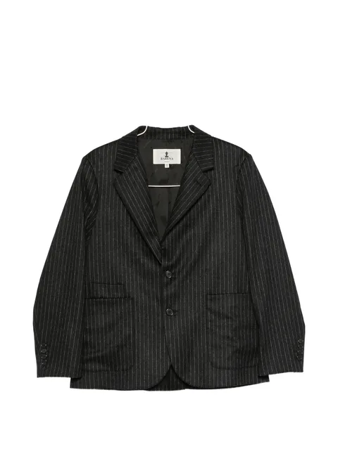 pinstripe-pattern notched-lapels jacket