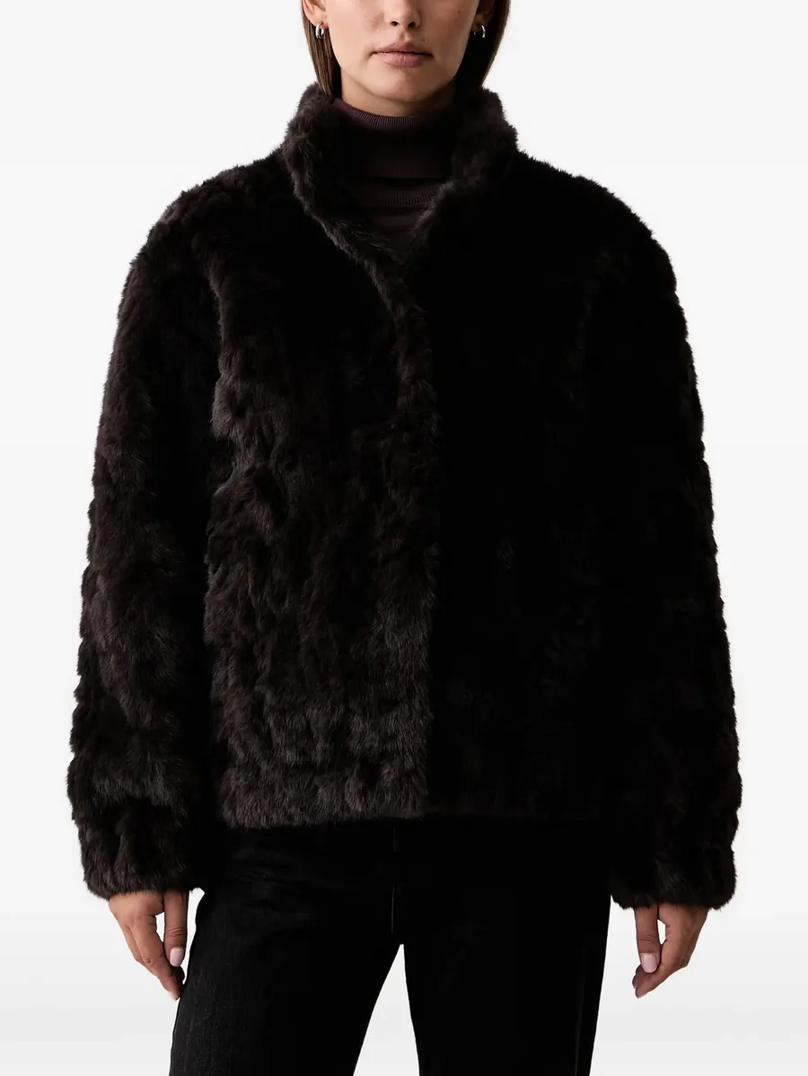 embellished-button faux-fur jacket 1