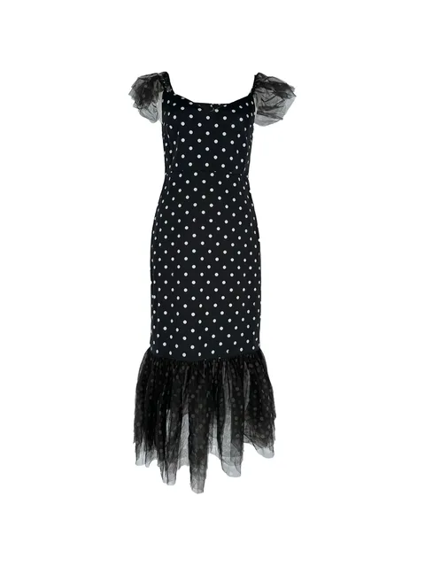 tulle-trim polka-dot dress