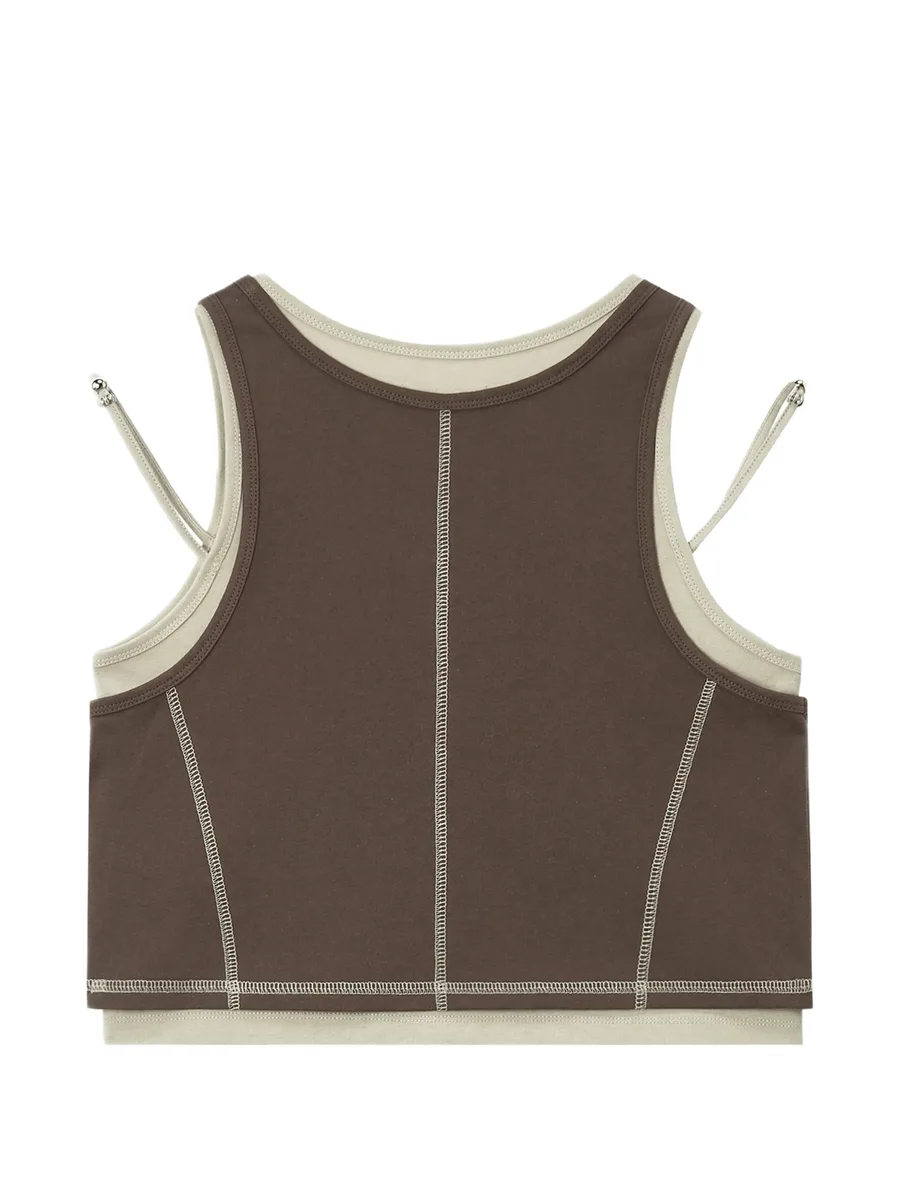 layered contrast-stitch top 12